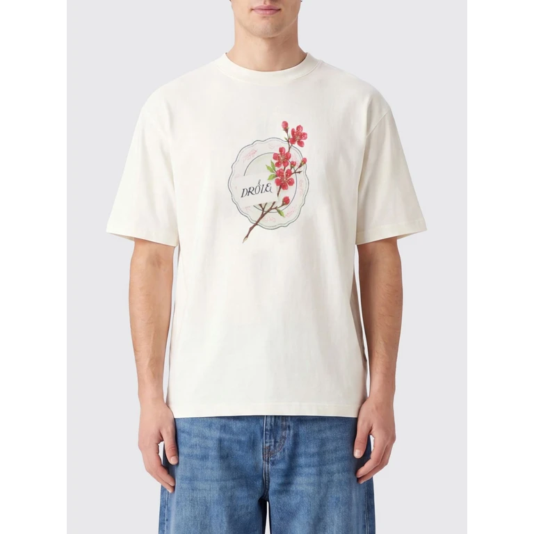 Drôle de Monsieur Cotton T-shirt with Graphic Print and Vintage Logo (LTS329CO248OW)