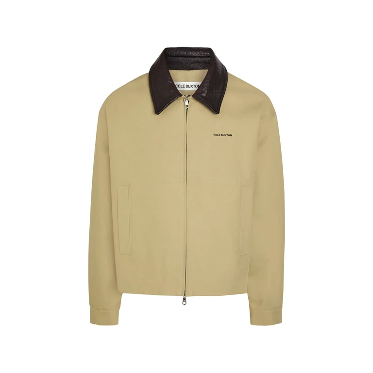 Leather-collar Logo-print Jacket