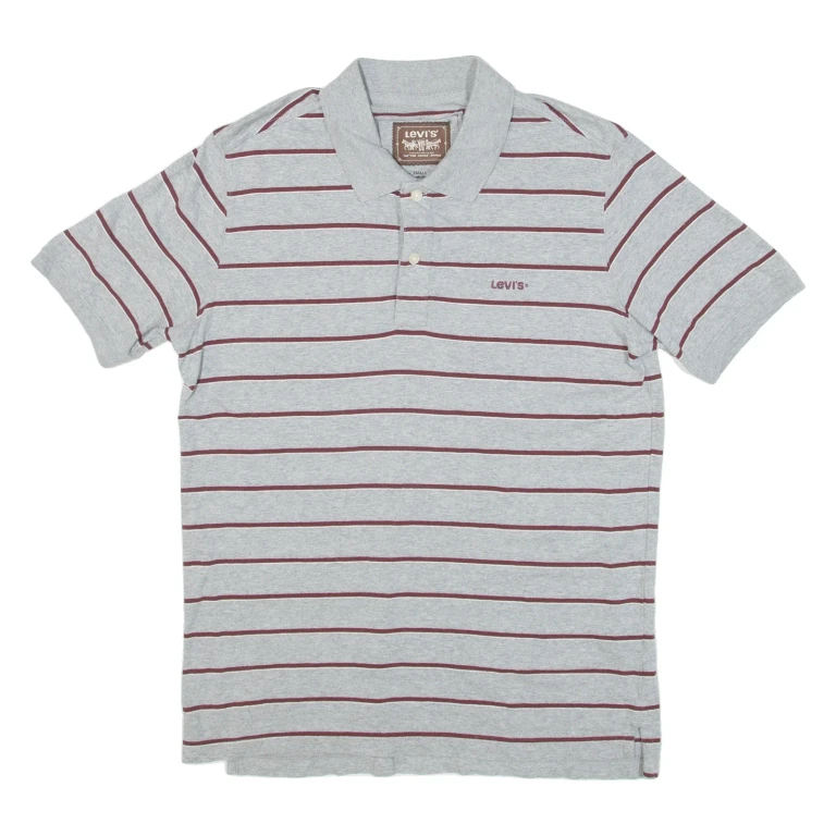 LEVI'S Mens Polo Shirt Grey Striped S