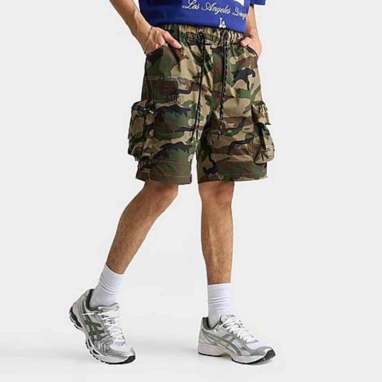 Smoke Rise Men's Nylon Cargo Shorts in Wood Camo Size: Small