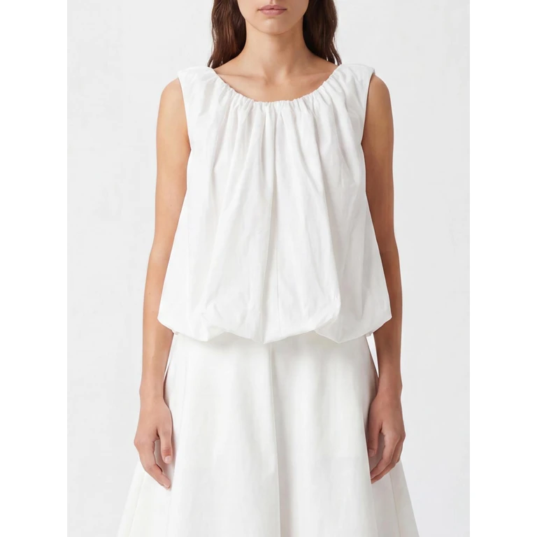Draped Sleeveless Polyester Top with Round Neck (26ETOW00888AW00770100)
