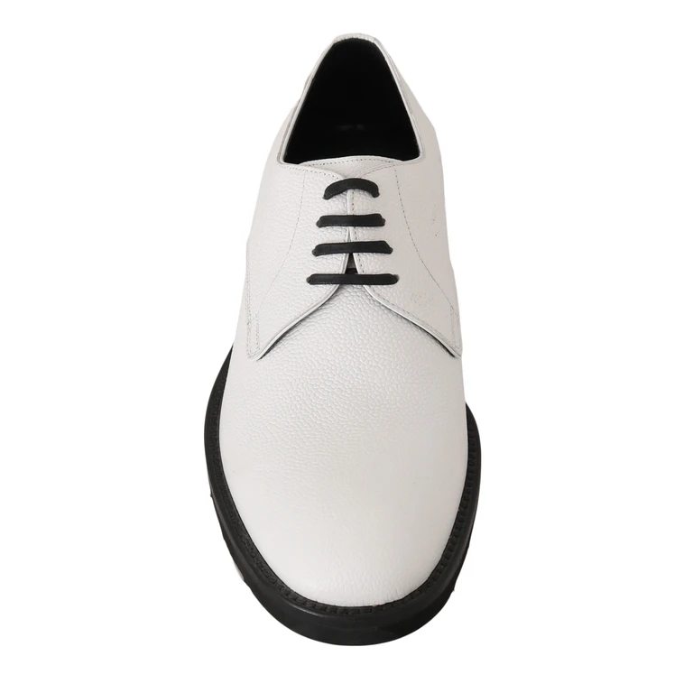 Dolce & Gabbana White Leather Derby Dress Formal Shoes - Men