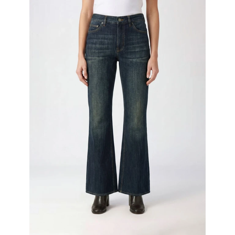 BURBERRY Mid-Rise Flared Jeans in Cotton Denim with Five-Pocket Design (8126568)