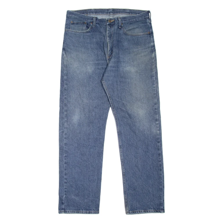 WRANGLER Mens Jeans Blue Regular Straight Stone Wash W36 L32