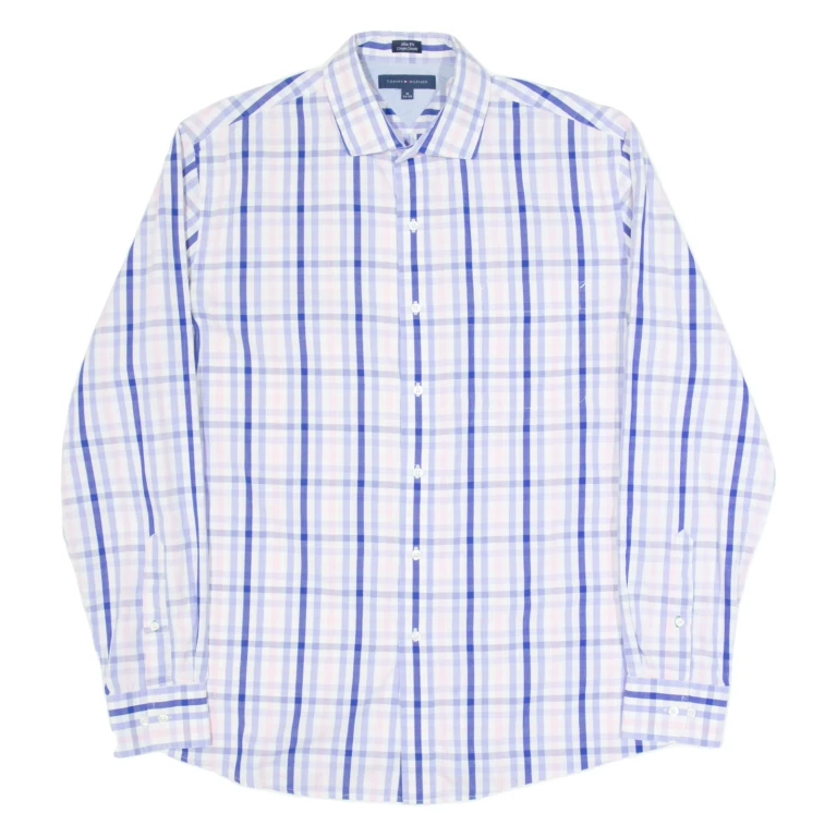 TOMMY HILFIGER Slim Fit Mens Shirt Blue Check Long Sleeve L