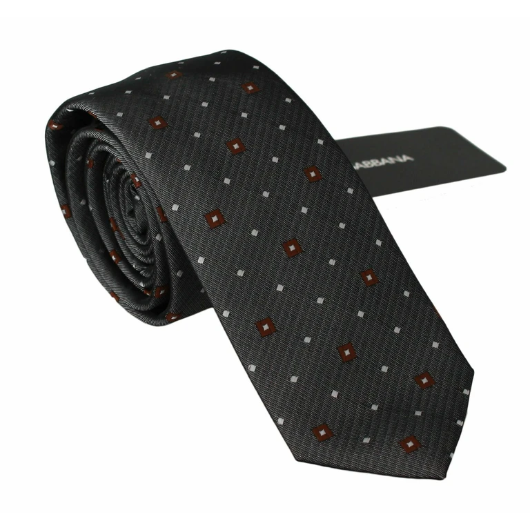 Dolce & Gabbana Gray Patterned Classic Mens Slim Necktie Polyester Clothing - Men