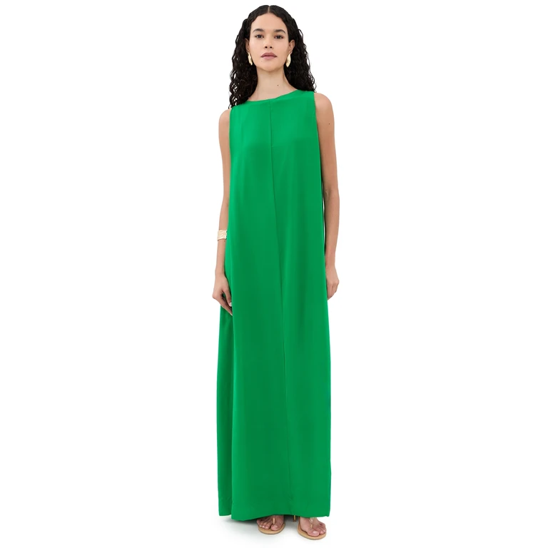STAUD Dalia Silk Dress Kelly XS