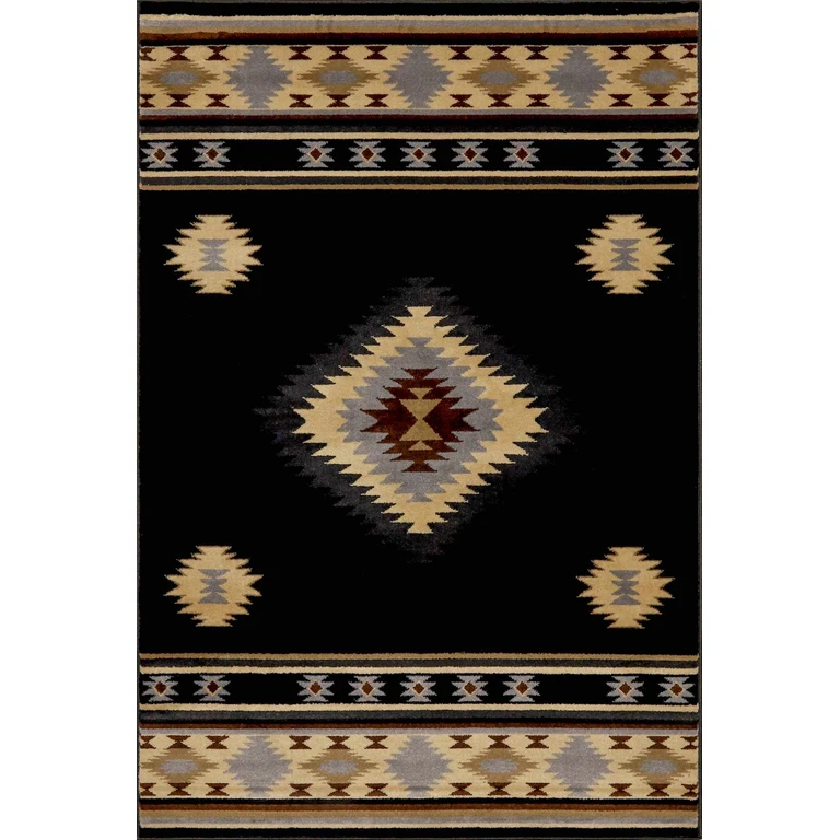 Buckhaven Black Southwestern Area Rug