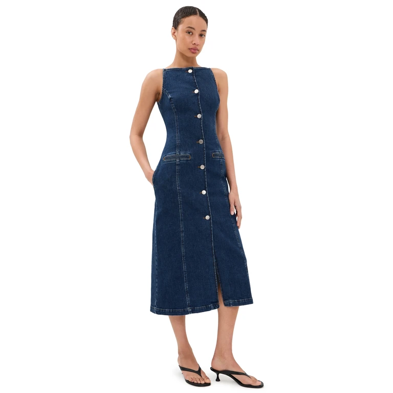 ALIGNE Santiago Denim Button Dress Mid Blue 0