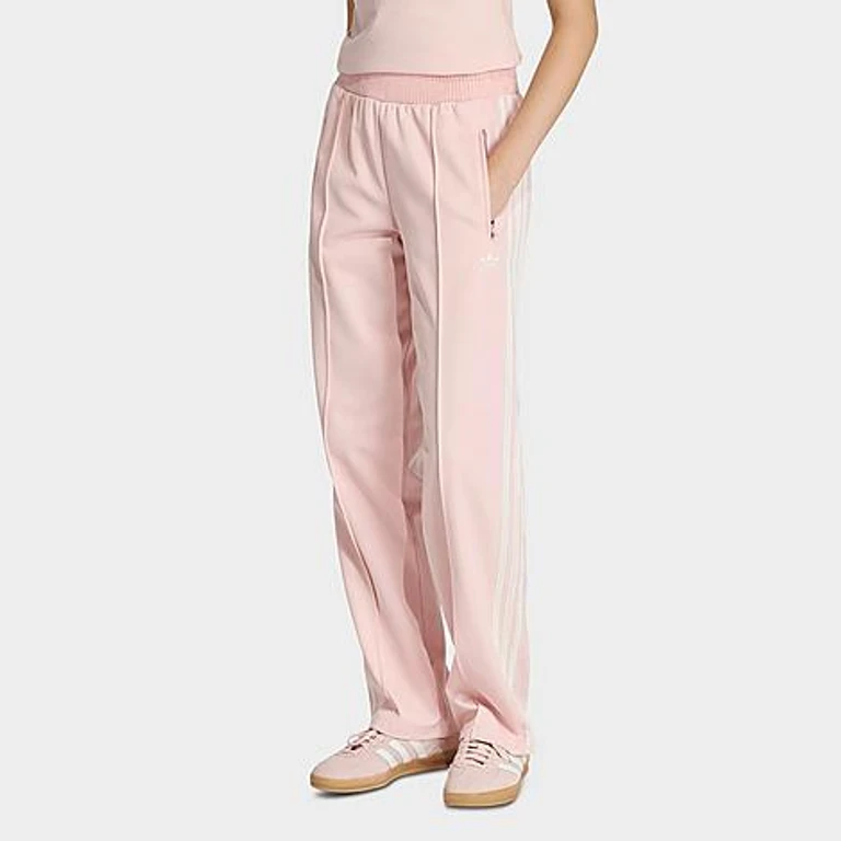 adidas Women's Originals Firebird Knitted Crochet Details Track Pants in Sandy Pink Size: XXS