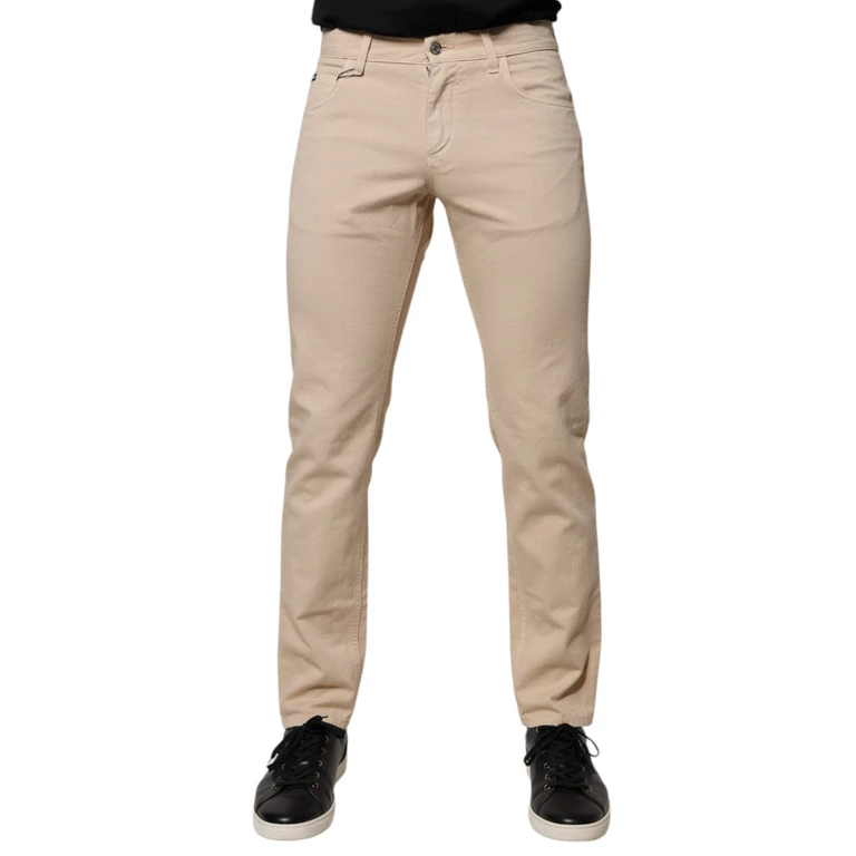 Dolce & Gabbana Beige Cotton Stretch Regular Men Denim Jeans Clothing - Men