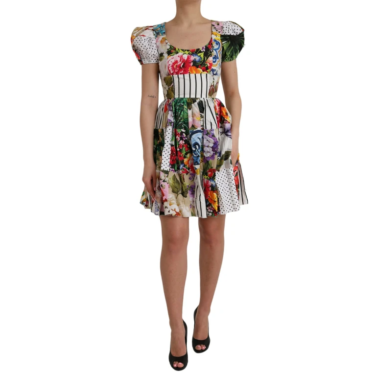 Dolce & Gabbana Multicolor Patchwork Cotton Aline Mini Dress - Women
