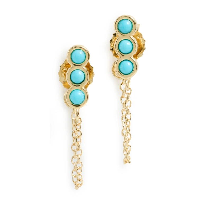 Madewell Demi Fine Triple Bezel Front Back Earrings Turquoise Multi One Size