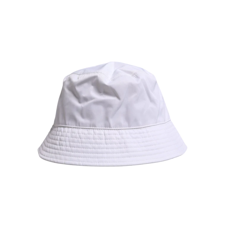 Dolce & Gabbana White Cotton Wide Brim Bucket Hat - Men