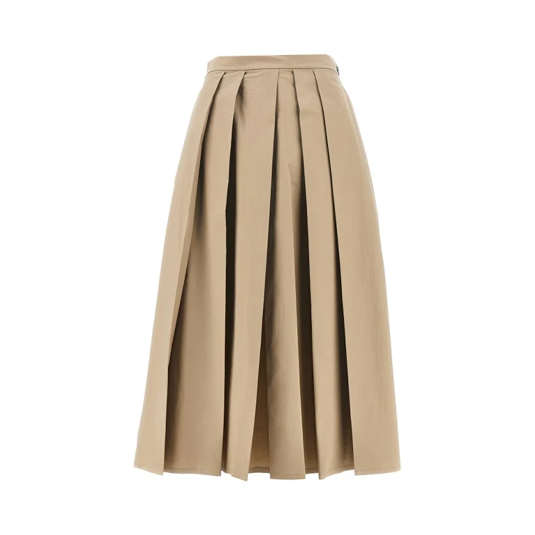 Stretch poplin pleated midi skirt Woman 44