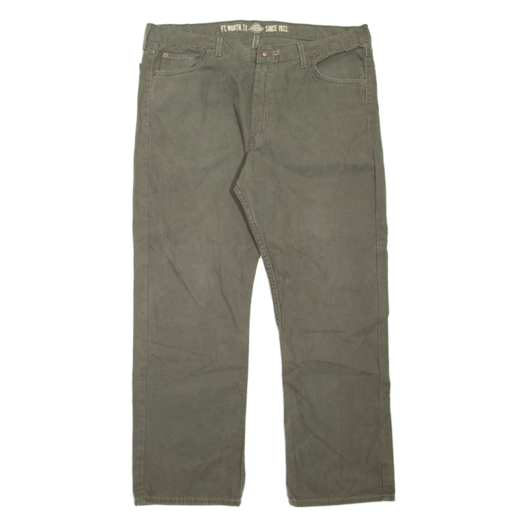 DICKIES Workwear Mens Jeans Green Relaxed Straight W40 L31