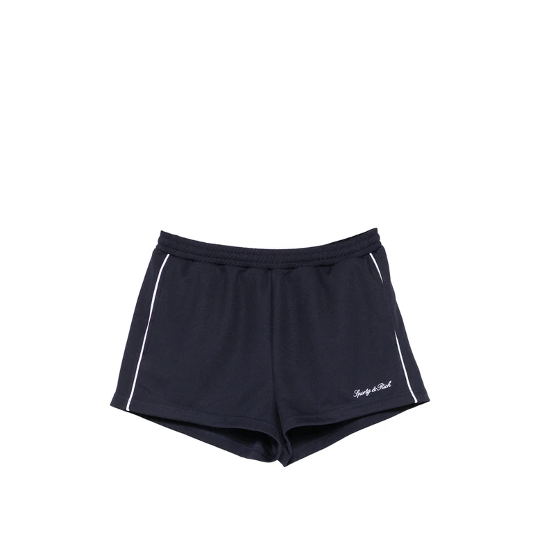 Sporty & Rich Logo-embroidered Piping-detail Shorts