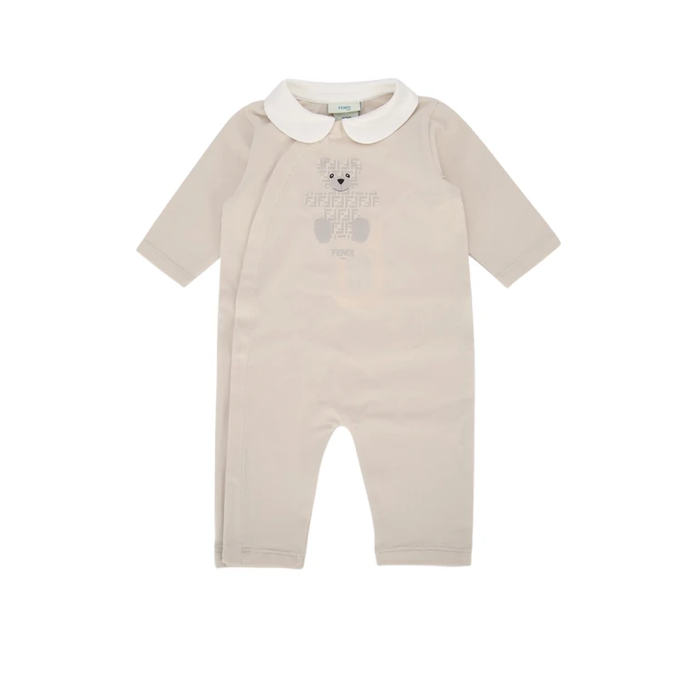 Fendi Kids Kit Tutina Jersey Stretch Beigebaby Completi
