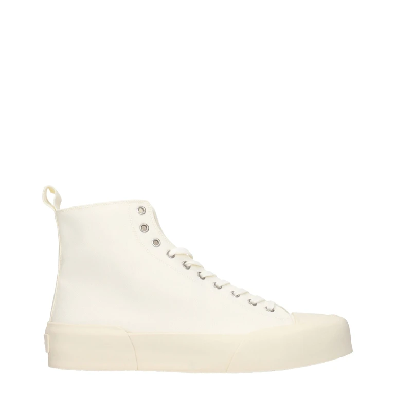 Beige Fabric High Top Sneakers - Men