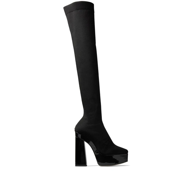 Jimmy Choo Black Fabric Over The Knee Shoe - Women
