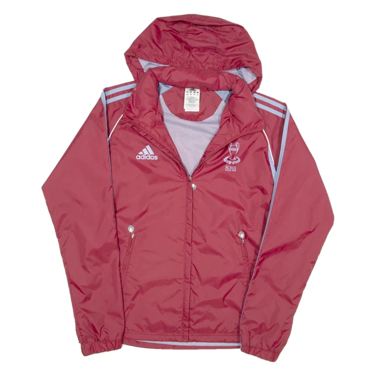 ADIDAS Mesh Lined Roma Finale 2009 Womens Track Jacket Maroon Hooded UK 10
