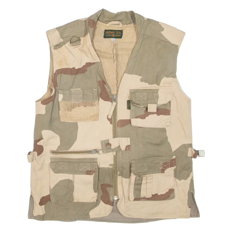 ARMY TEX Utility Mens Military Gilet Green Camouflage S