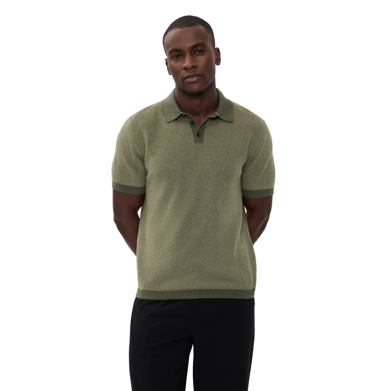 Vince Colorblock Feed Stripe Polo Th Pecan/Smock White XL