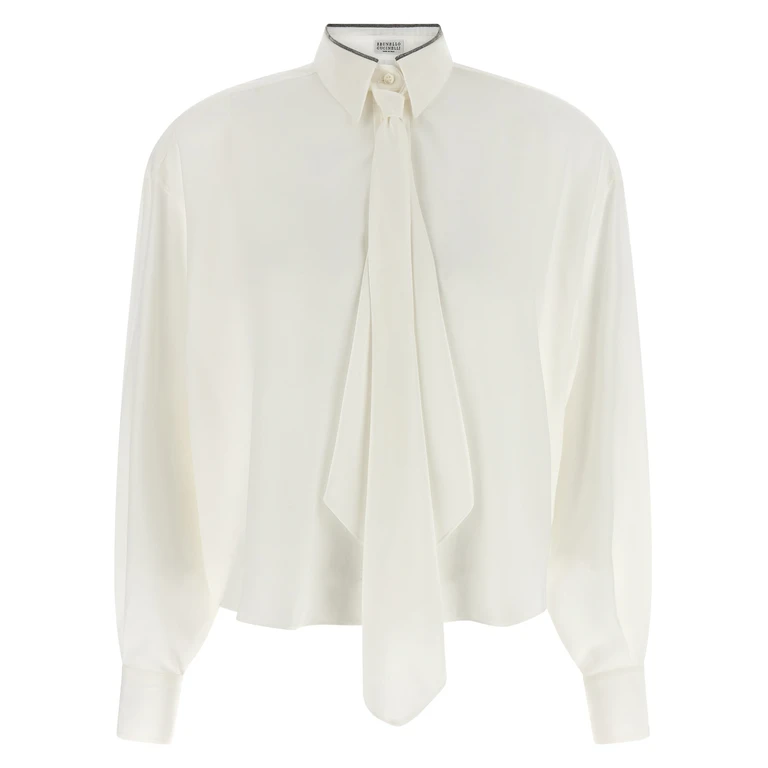 Brunello Cucinelli White Silk Blouse - Women