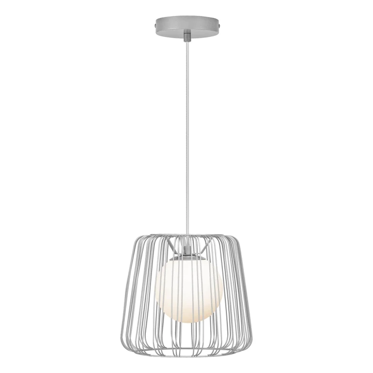 Mateo Caged Globe Shade Pendant Light, Silver