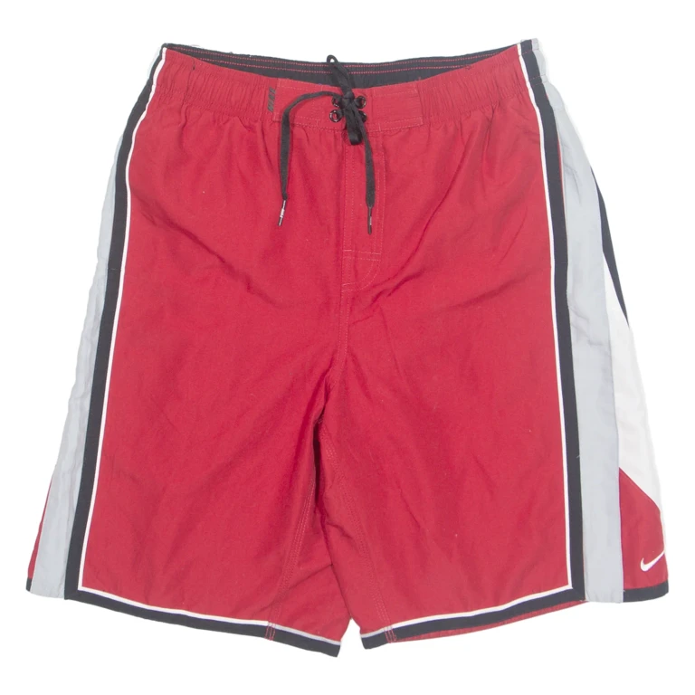NIKE Mesh Lined Mens Swimming Shorts Red Relaxed M W30
