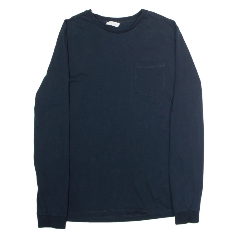 REISS Mens T-Shirt Blue Long Sleeve Crew Neck S