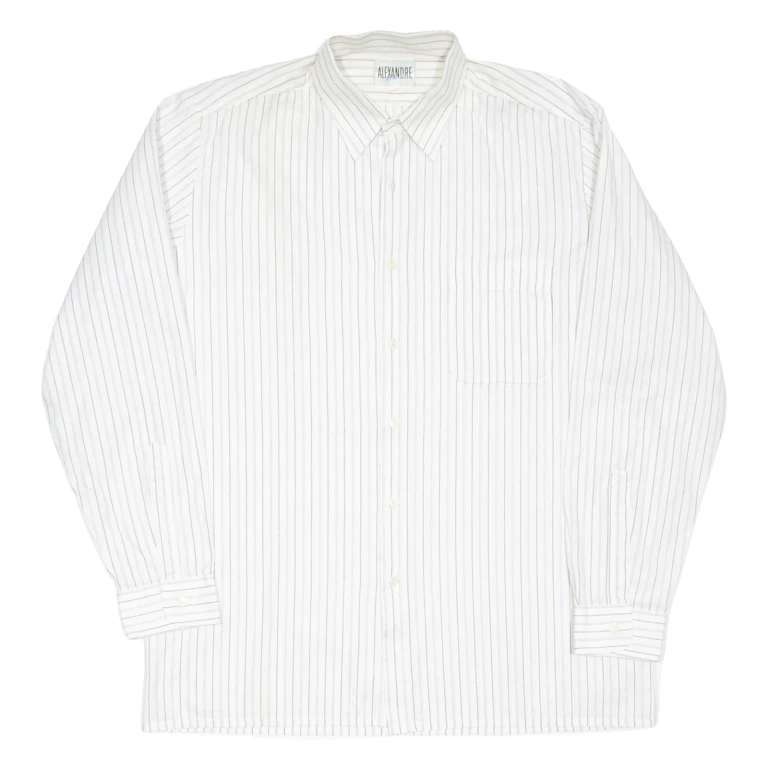 Mens Shirt White Striped Long Sleeve XL