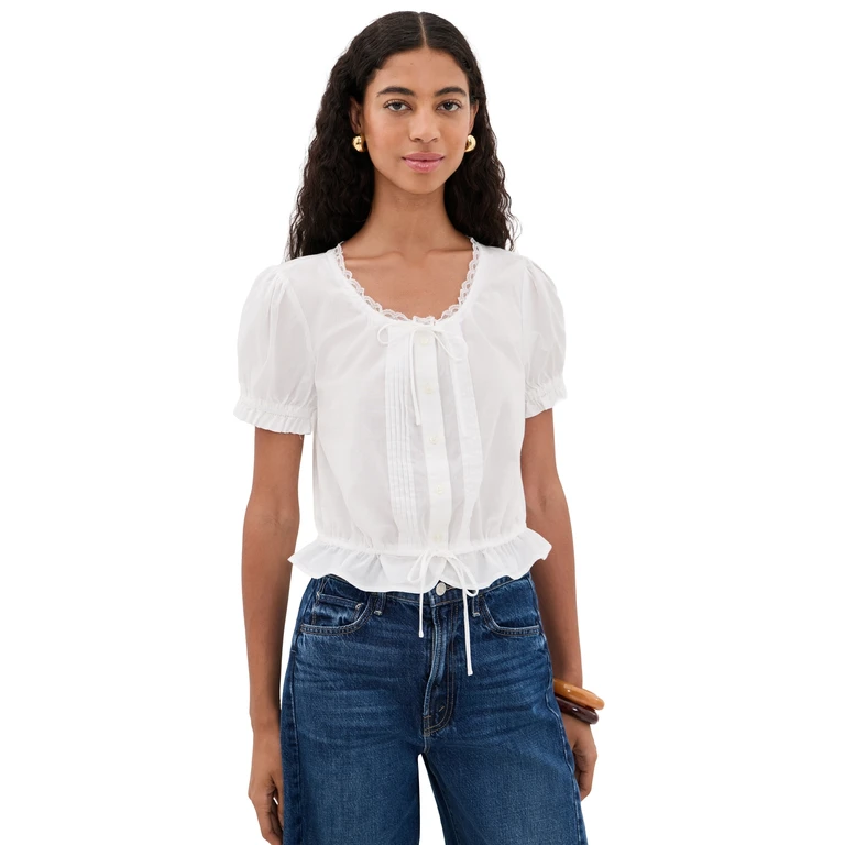 MOTHER The Love Letter Puff Blouse White XL