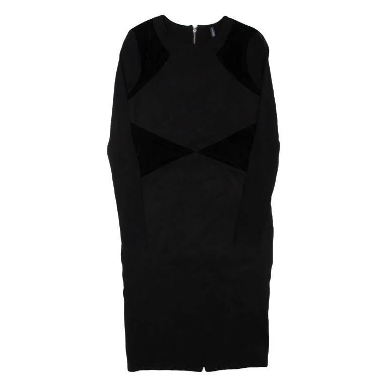 KAREN MILLEN Womens Pencil Dress Black Viscose Long Sleeve Knee Length UK 8