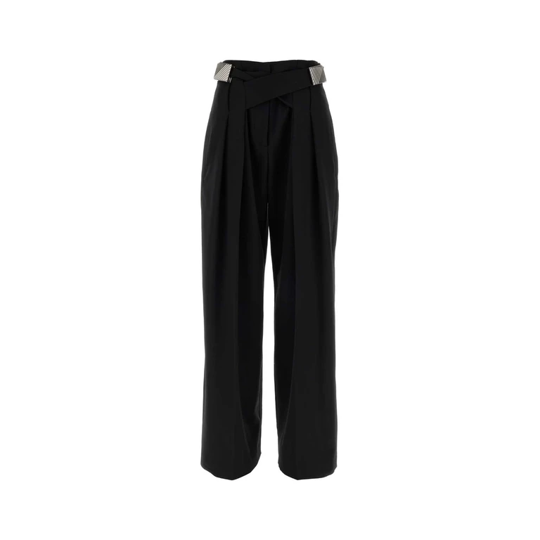 The Attico Black Gabardine Pant Exterior: Virgin Wool Pantaloni - Women