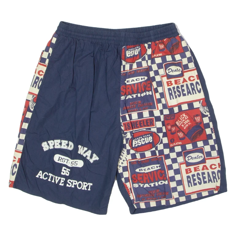 SPEEDWAY Mens Swimming Shorts Blue Crazy Pattern L W28