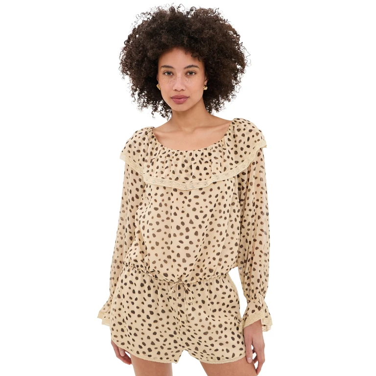 POSSE Priscilla Silk Blouse Cheetah XS