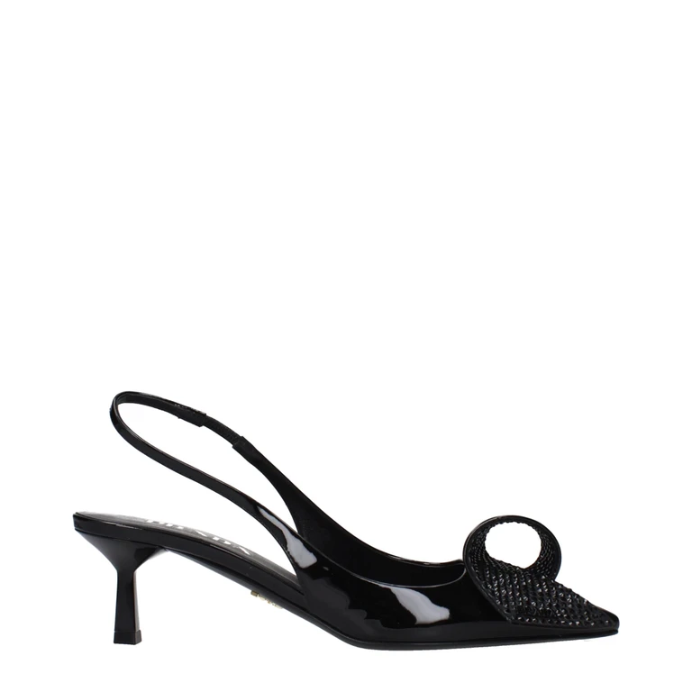 Prada Black Leather Stiletto Heel Sandals - Women