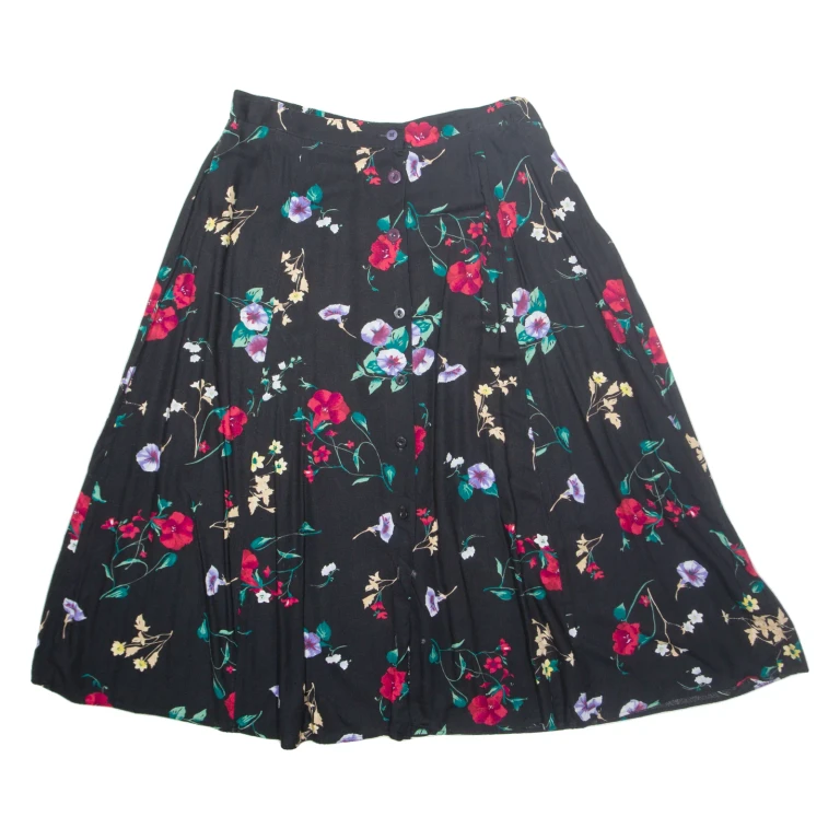 CHELSEA WAREHOUSE Womens A-Line Skirt Black Long Floral L
