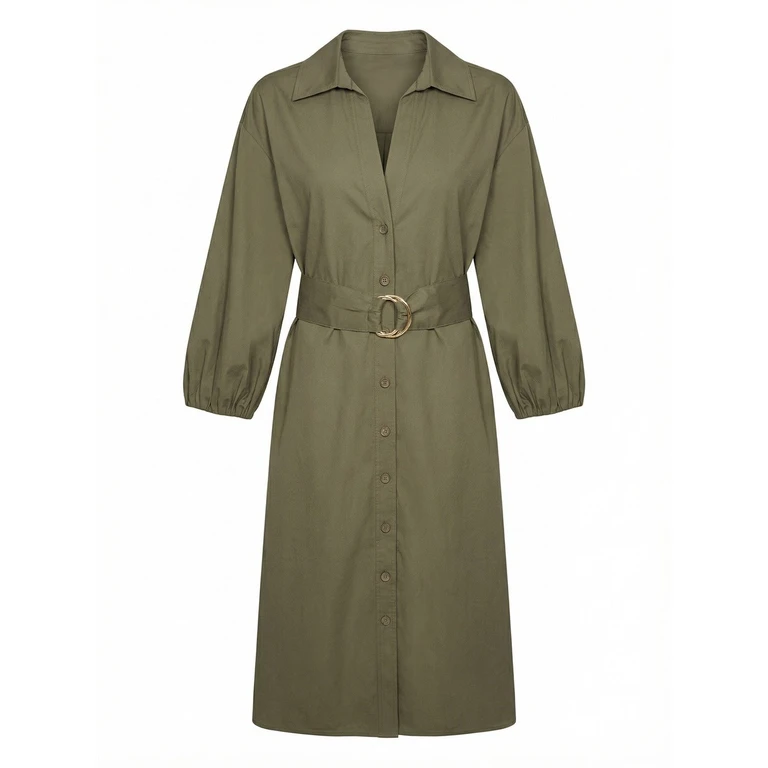 Twin Set Midi Chemisier Dress With Belt