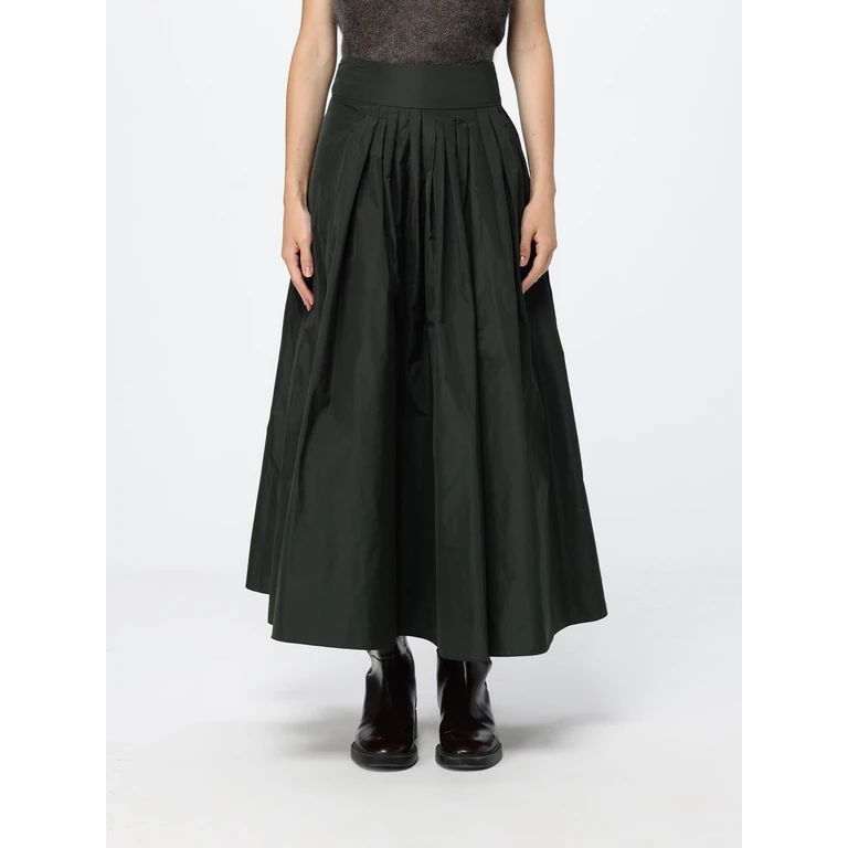 High-Waisted A-Line Midi Skirt in Technical Fabric (2629106021600006)