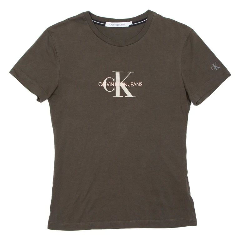 CALVIN KLEIN JEANS Womens T-Shirt Green XS