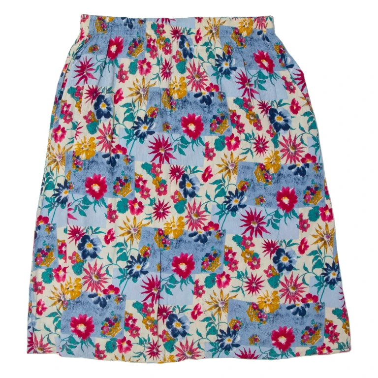 THE VILLAGES Womens A-Line Skirt Blue Knee Length Floral M