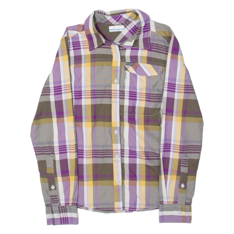 COLUMBIA Womens Shirt Purple Nylon Check Long Sleeve XS