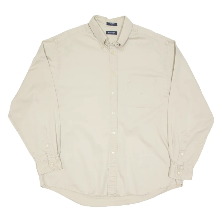 NAUTICA Mens Plain Shirt Beige Long Sleeve XL