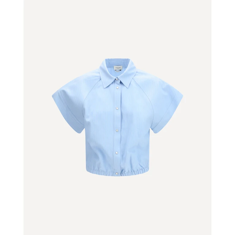 Chemise à manches courtes JACOB COHEN en toile de viscose et lin rayée