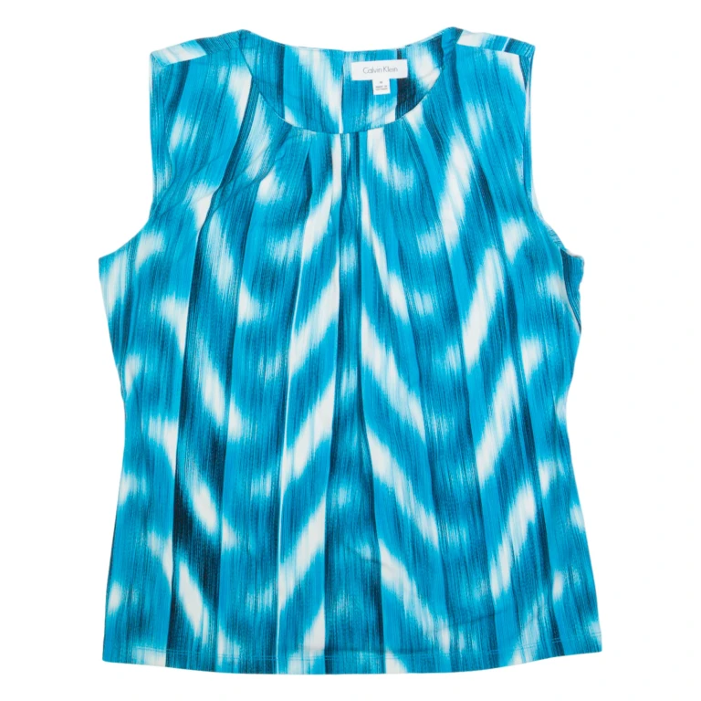 CALVIN KLEIN Womens Printed Vest Blue Sleeveless M
