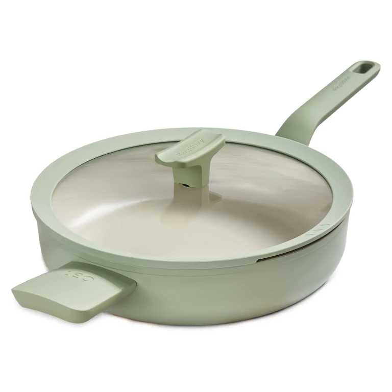 Balance Nonstick Ceramic Sauté Pan (Long Handle) 10.25", 3.1qt. With Glass Lid, Recycled Aluminum, Sage