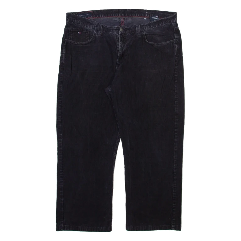 TOMMY HILFIGER Mens Corduroy Trousers Grey Regular Straight W38 L26
