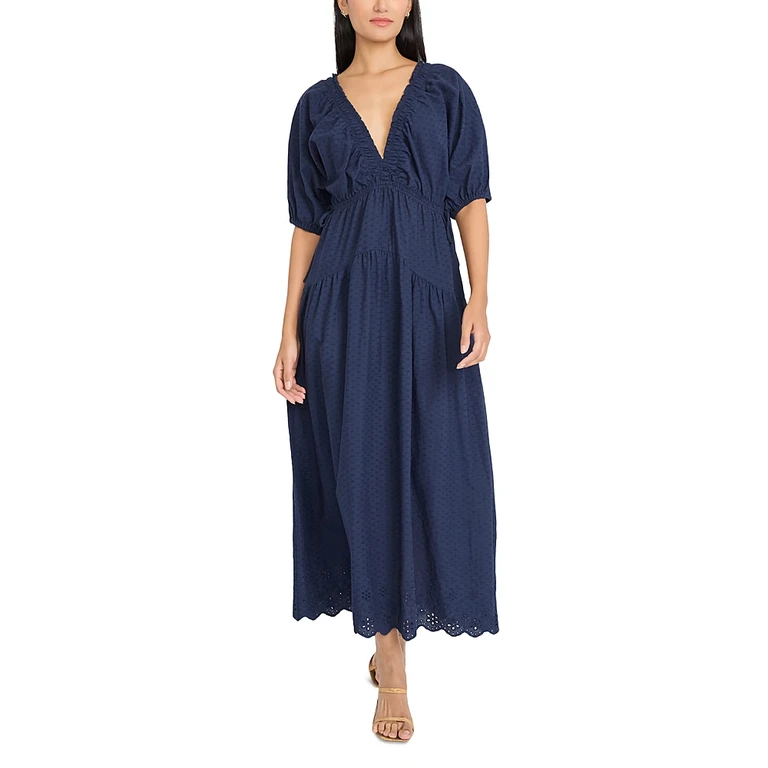 The Good Journey V Neck Puff Sleeve Dress